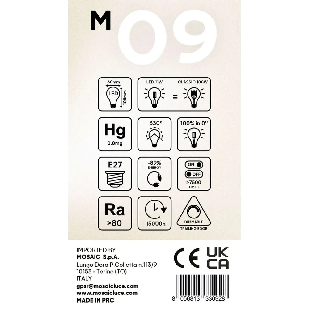 Ampoule LED Milky Goccia A60 11W 1521Lm E27 2700K Dimmerable - M09