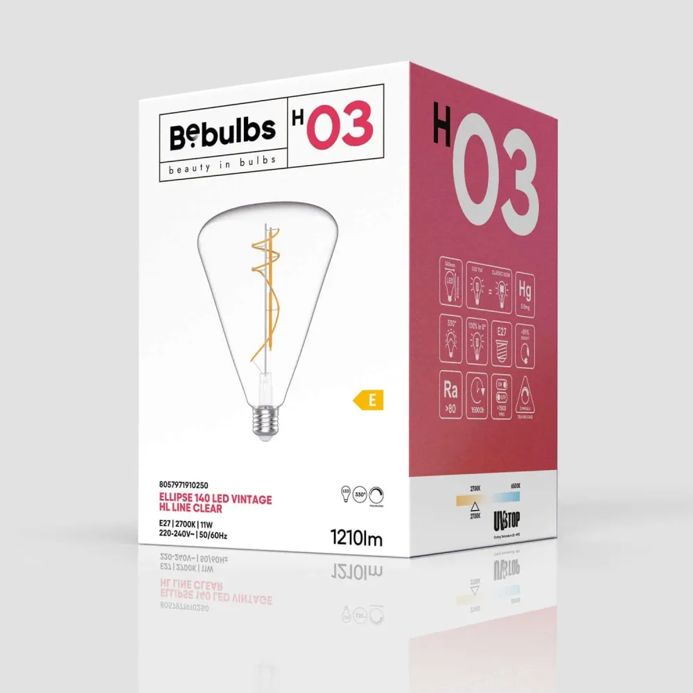 Ampoule LED Transparente Cone 140 11W 1210Lm E27 2700K Dimmerable - H03
