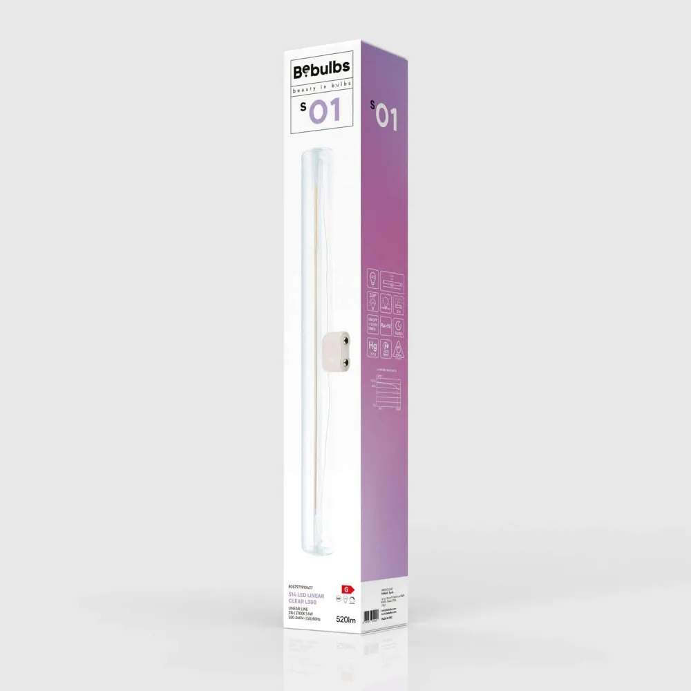 Ampoule LED Transparente CRI 90 Linéaire S14d - longueur 300 mm 6W 520Lm 2700K Dimmable - S01