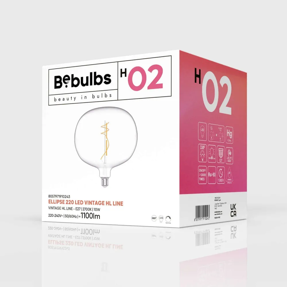 Ampoule LED Transparente Ellipse 220 10W 1100Lm E27 2700K Dimable - H02
