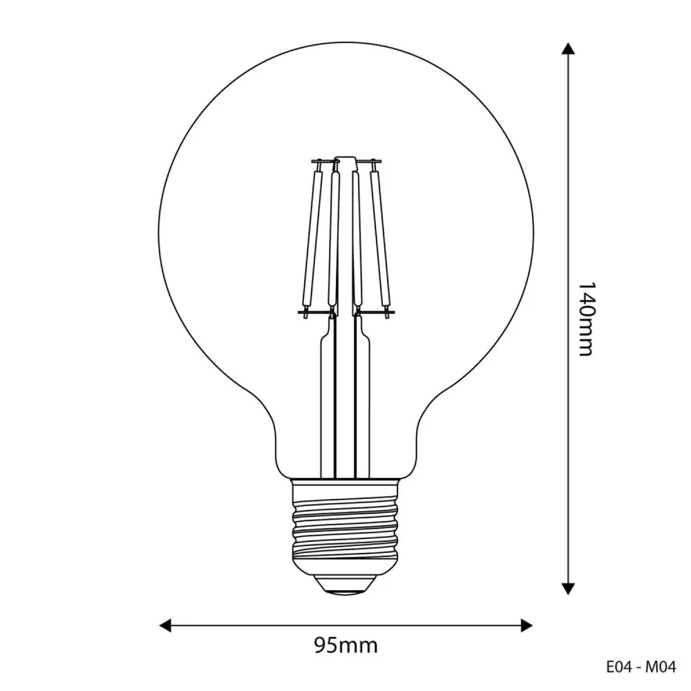 Ampoule LED Transparente Globe G95 4W 470Lm E27 2700K - E04