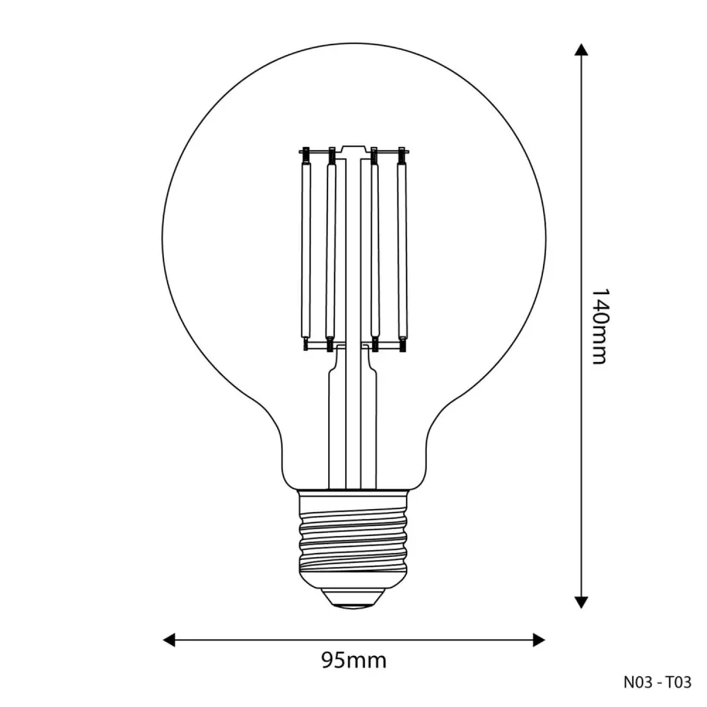 Ampoule LED Transparente Globe G95 7W 806Lm E27 3500K Dimmable - N03