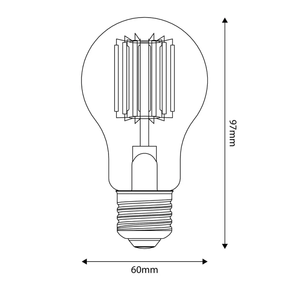 Ampoule LED transparente Ligne 5V filament vertical Goutte A60 1,7W 150Lm E27 2500K Dimmerable - B03