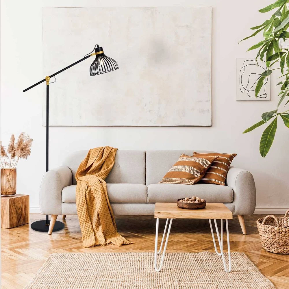 Lampadaire Anne Light & Home Dunbar 1L noir H 180 cm