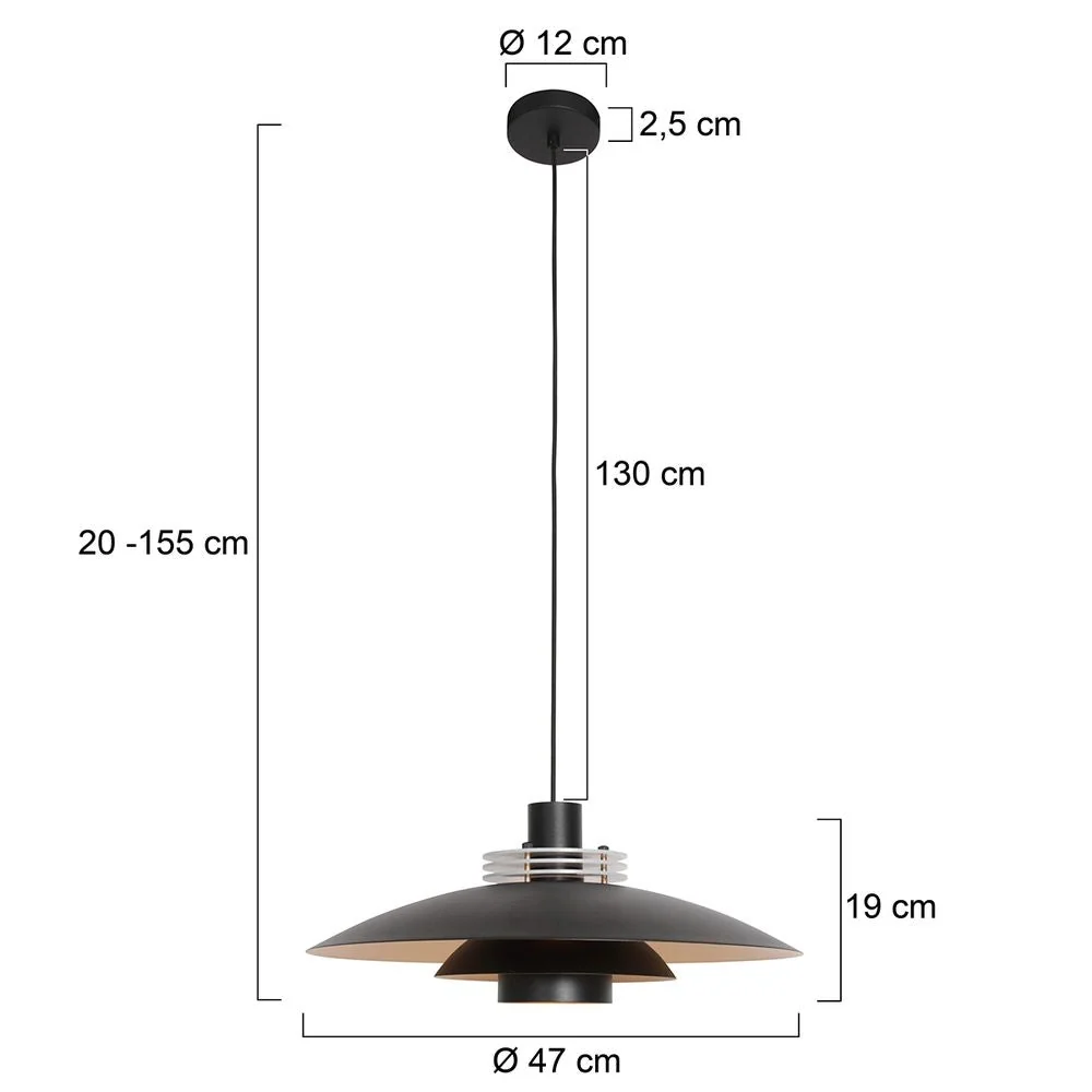 Suspension Anne Light & Home Wafer 1L, diamètre 47 cm, culot E27