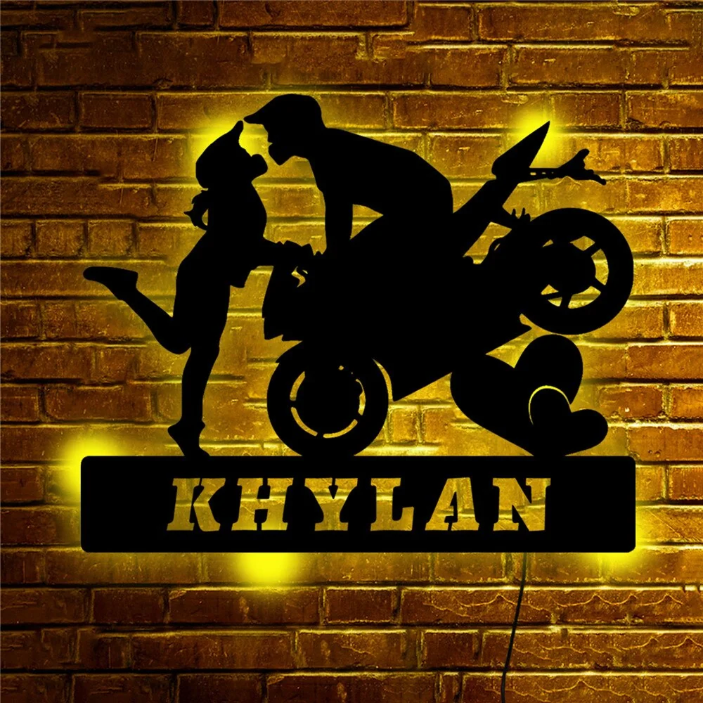Lampe Moto Couple de Bikers Antre du Motard