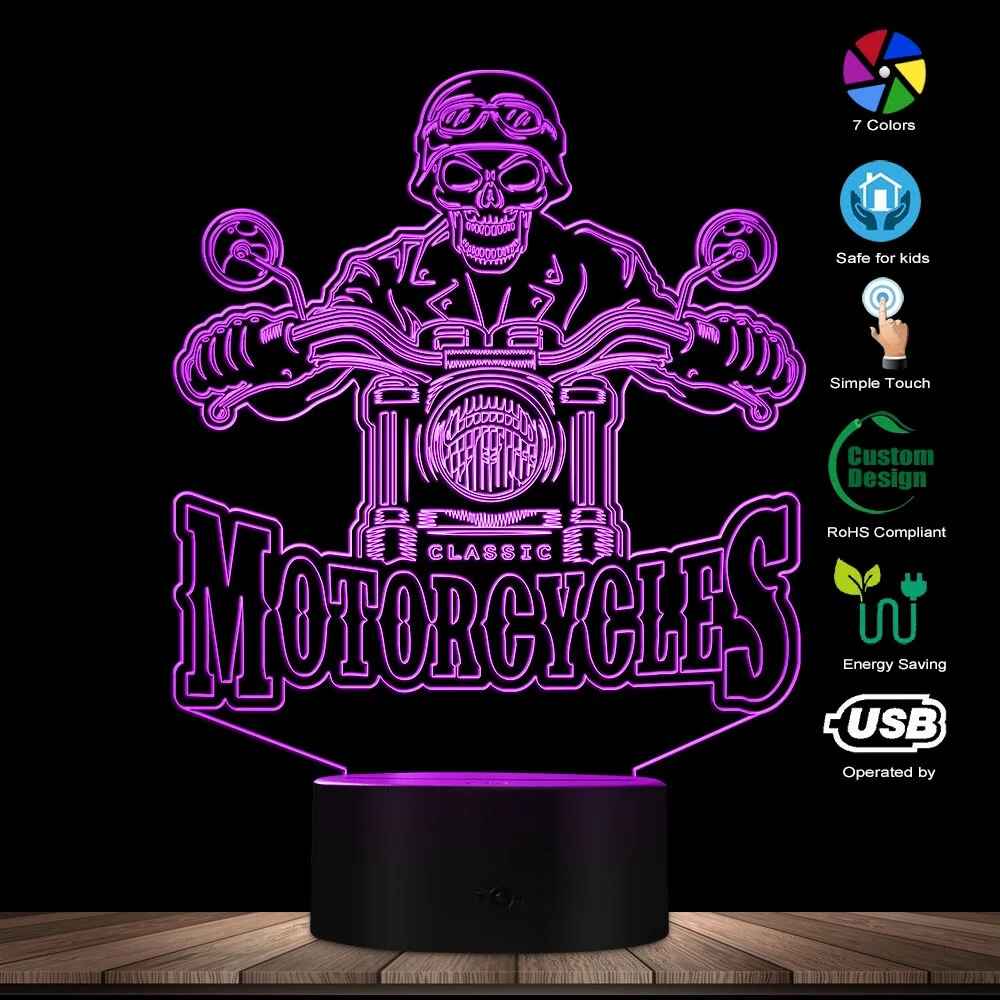 Lampe Moto<br> Gang Squelette Biker Antre du Motard