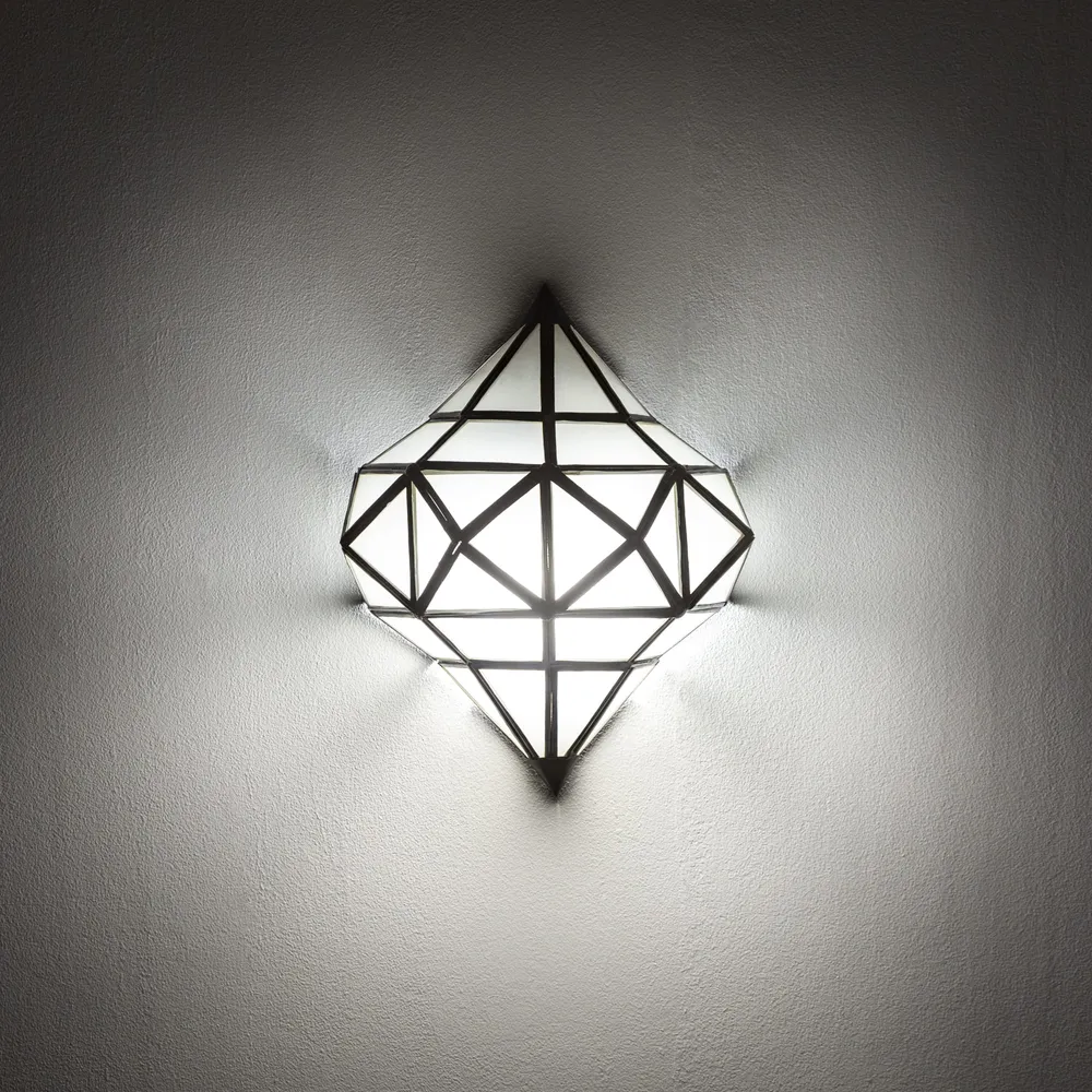 Applique arabe en fer forgé et cristal diamant blanc