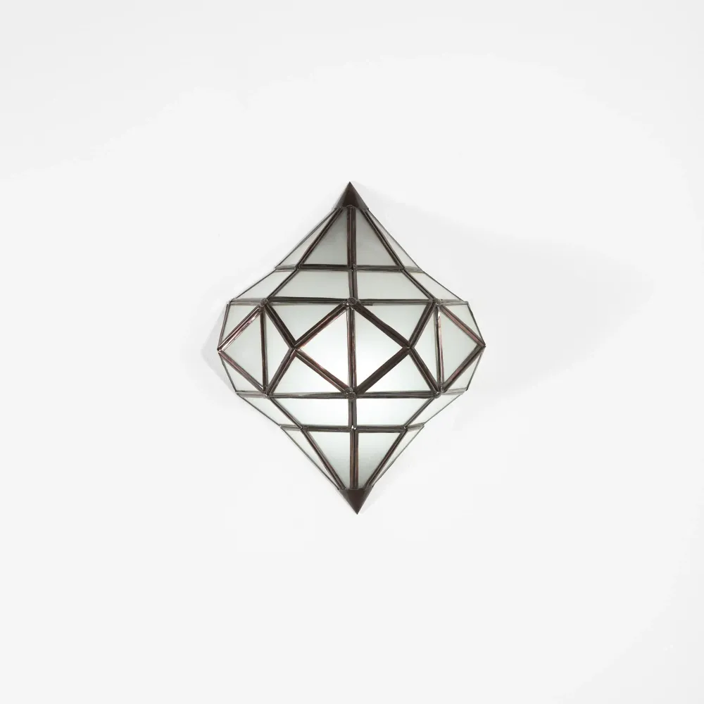 Applique Arabe en Fer Forgé et Verre Diamant Blanc