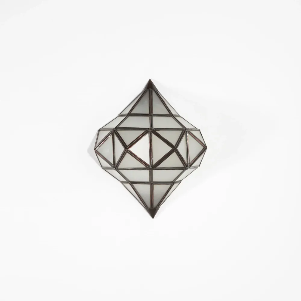 Applique Arabe en Fer Forgé et Verre Diamant Blanc