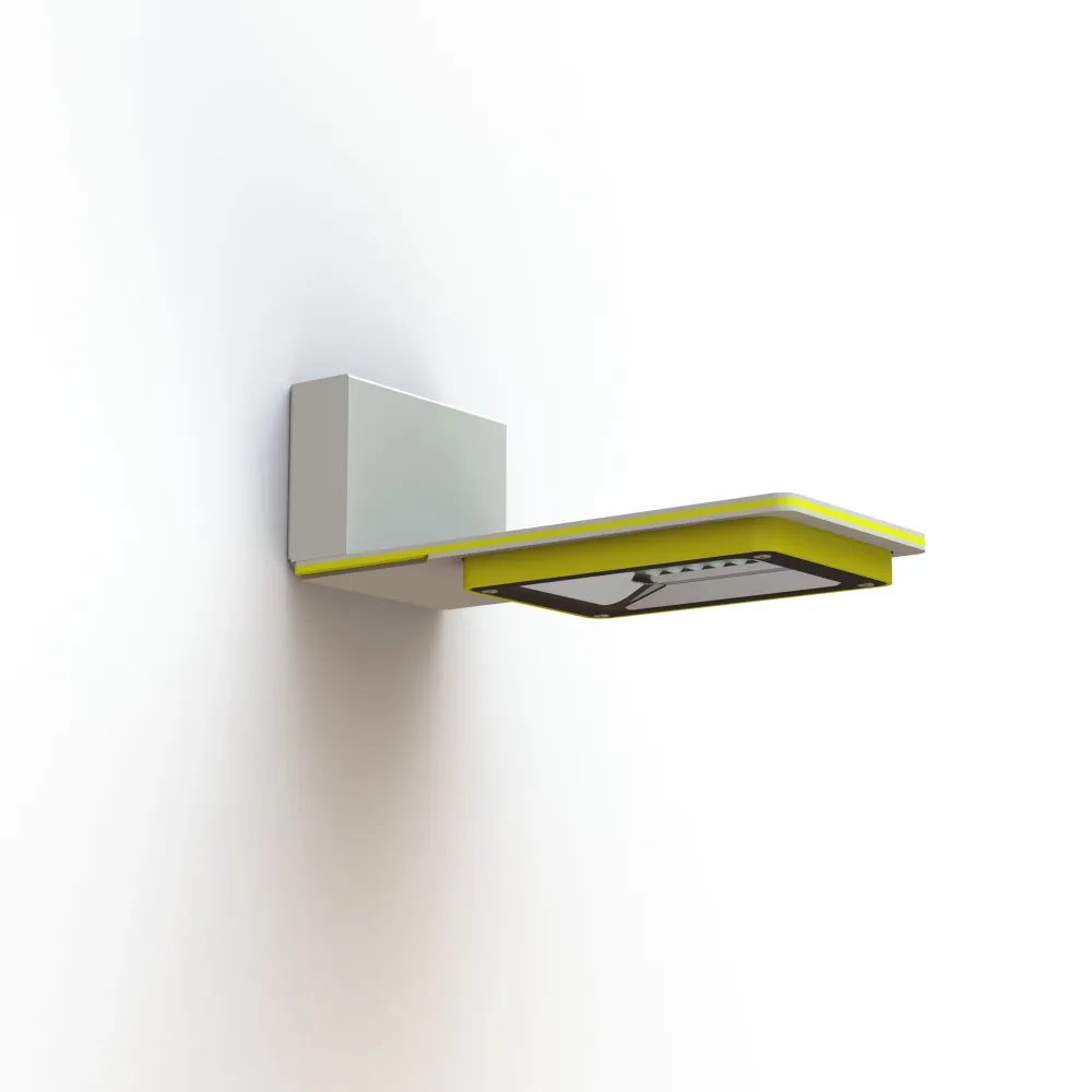 Applique Hector N°1 LED Asym 26W 2700K Jaune soufre 068, Support Gris 105 182232068