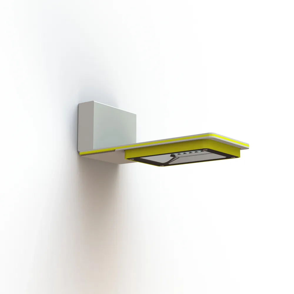 Applique Hector N°1 LED Asym 35W 2700K 1-10V Jaune soufre 068, Support Gris 105 182234068