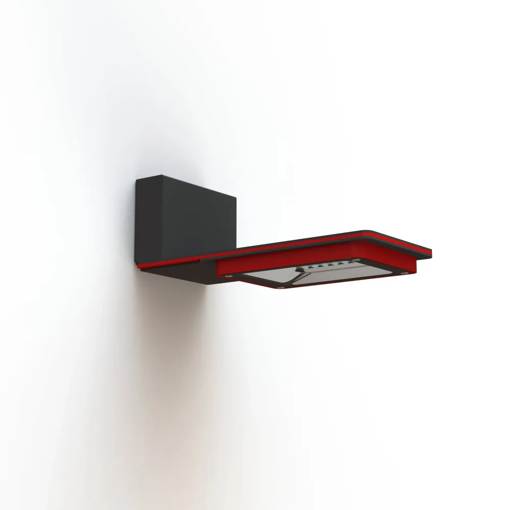 Applique Hector N°1 LED asym 35W 3000K 1-10V Rouge 056 support Gris 107 182304056