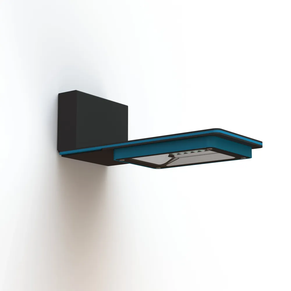 Applique Hector N°1 LED sym 26W 3000K Bleu azur mat 134 support Gris noir 107 182301134