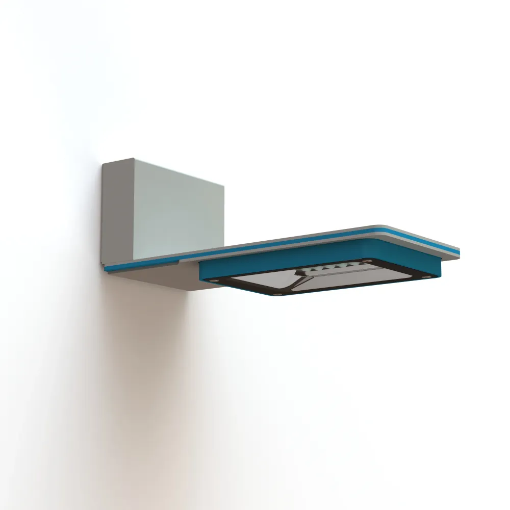 Applique Hector N°1 LED sym 26W 3000K Bleu azur mat 134 support Gris 105 182201134