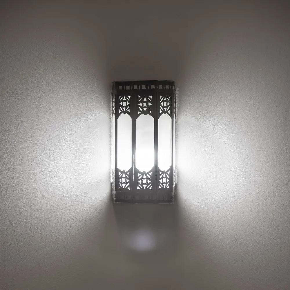 Applique marocaine en fer forgé et cristal blanc 22cm