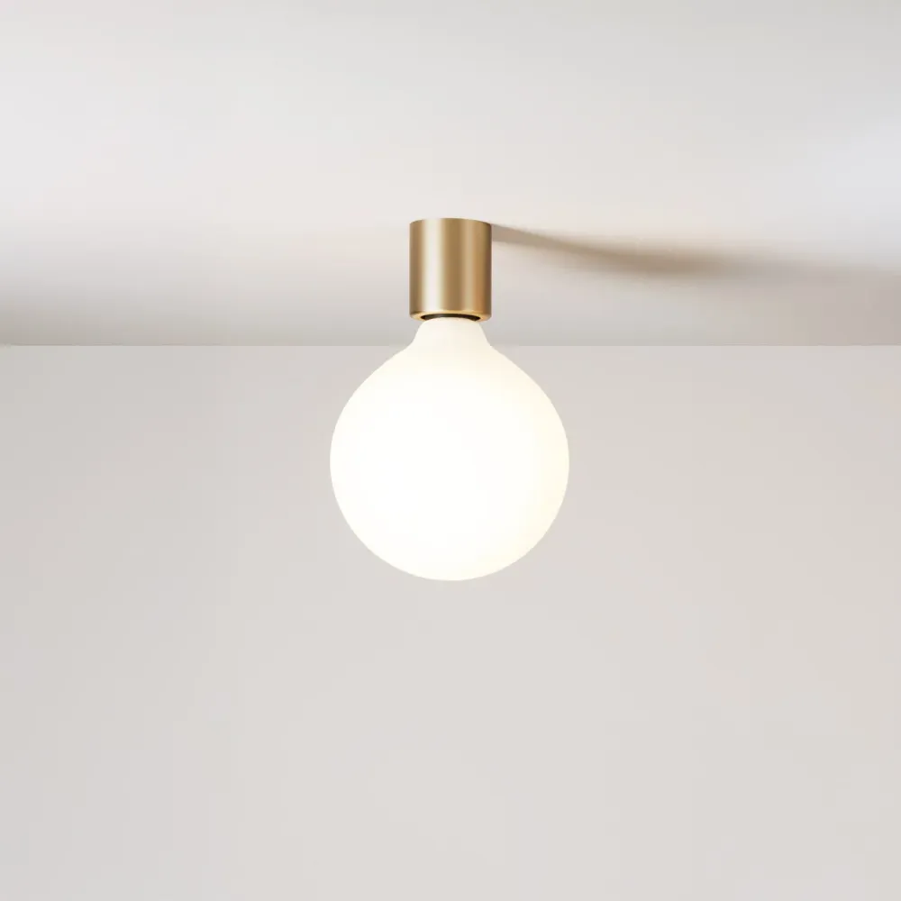 Applique en métal avec ampoule globe effet porcelaine - Bronze satiné