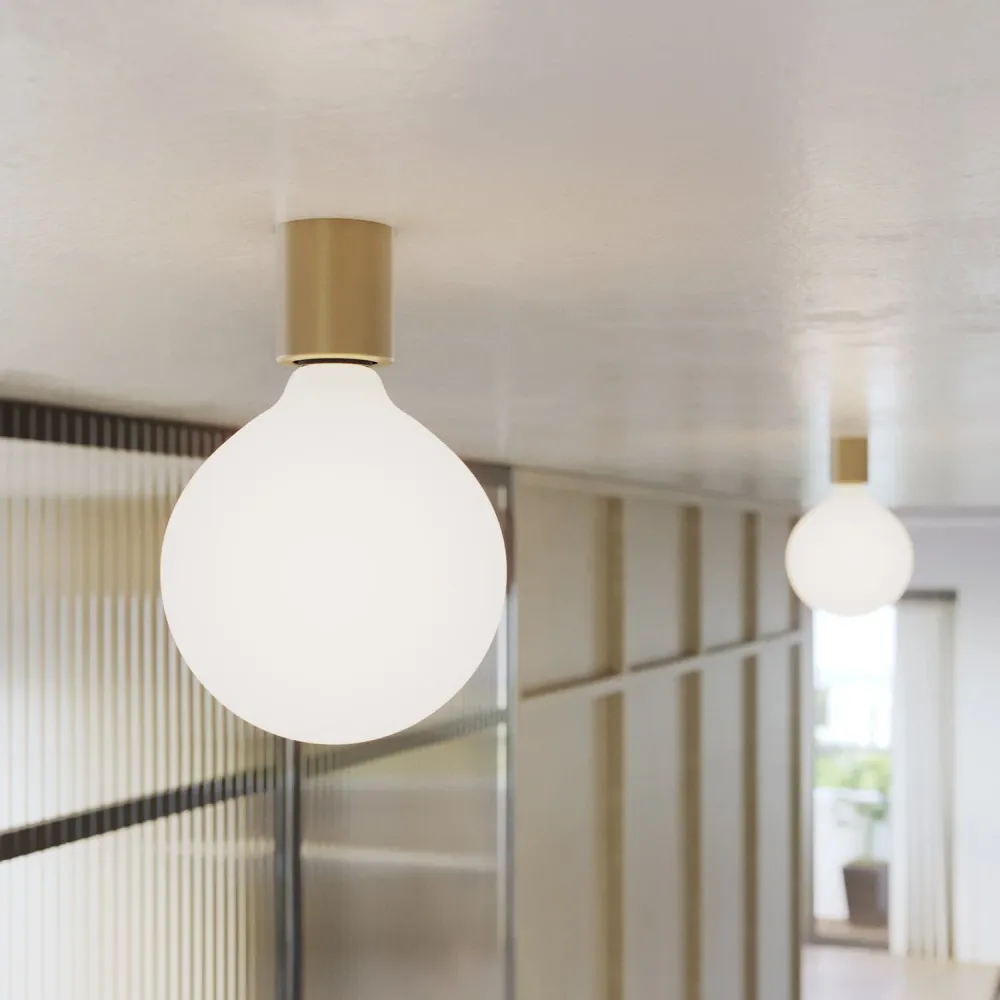 Applique en métal avec ampoule globe effet porcelaine - Bronze satiné