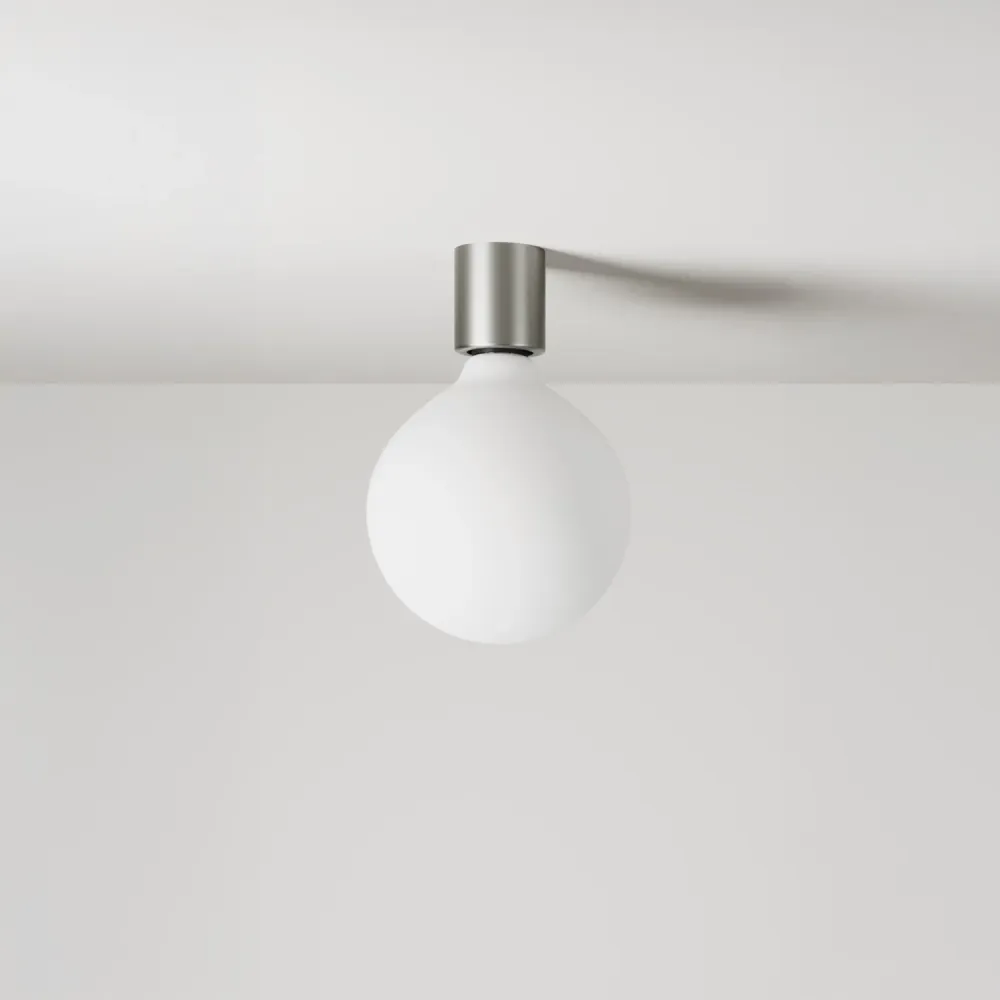Applique en métal avec ampoule globe effet porcelaine - Titane satiné