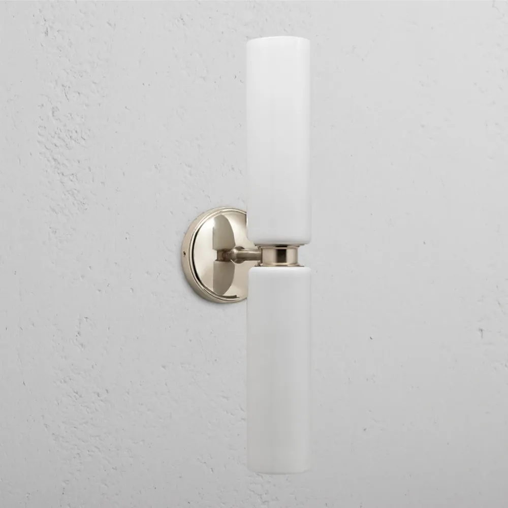 Applique Murale Moyenne Claremont en Porcelaine Fine - Nickel Poli
