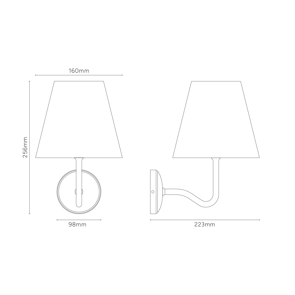 Applique Murale Moyenne Gris Basalte Malvern - Nickel Poli