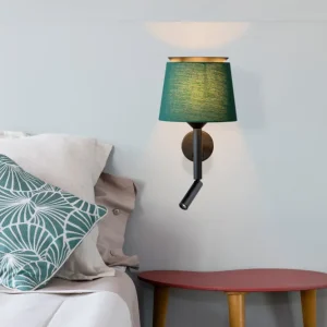 Applique murale SAVOY noire et verte avec liseuse
