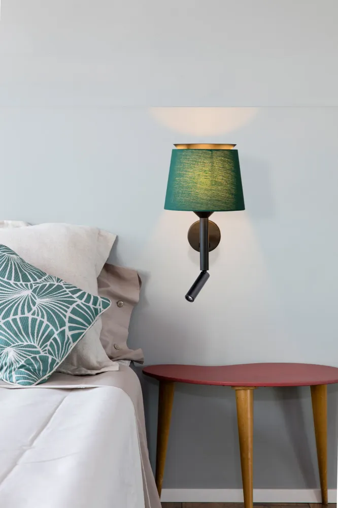 Applique murale SAVOY noire et verte avec liseuse