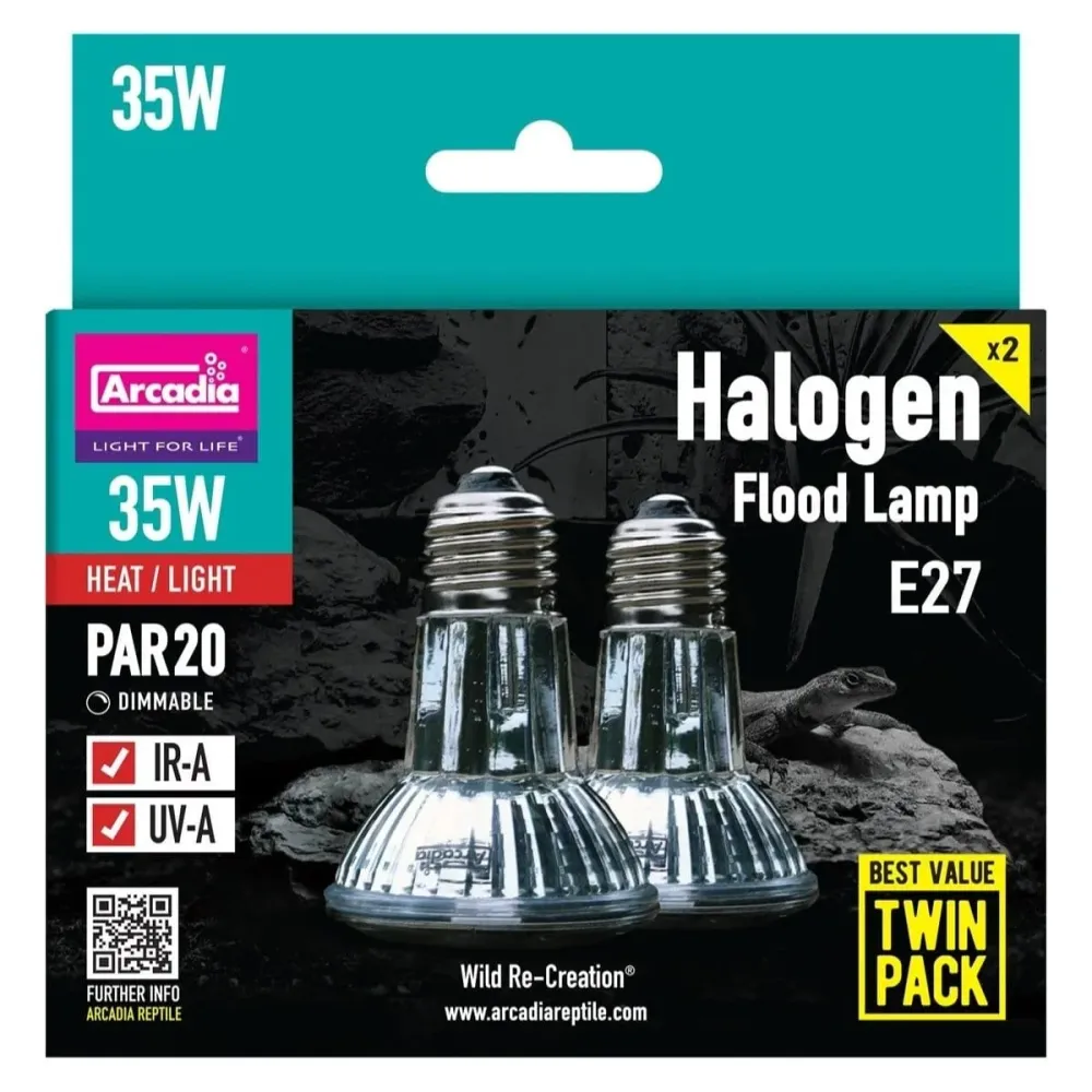ARCADIA HALOGEN BASKING SPOT 35 WATT TWIN PACK