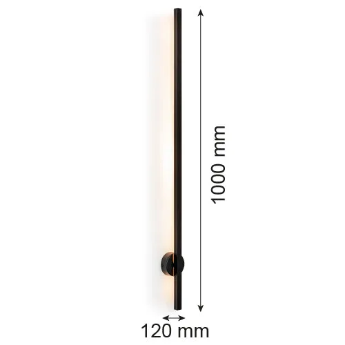 Applique murale Argon Asse 1L, hauteur 100 cm Black