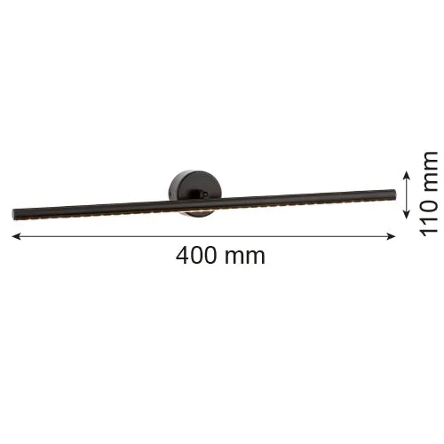 Applique murale Argon Miriam 1L, largeur 40 cm Black