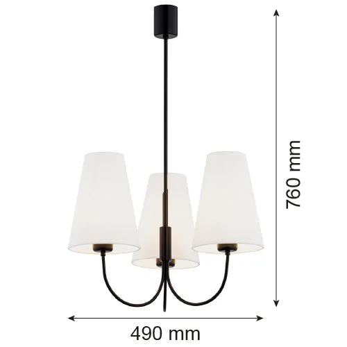 Lustre Argon Safiano 3L E27 H 76cm