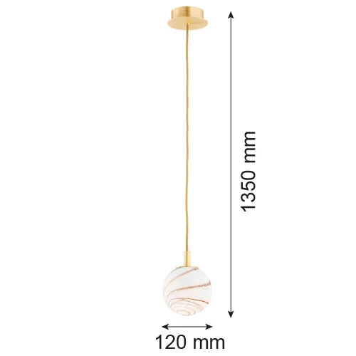 Suspension Argon Almiros 1L, douille E14, diamètre 12 cm