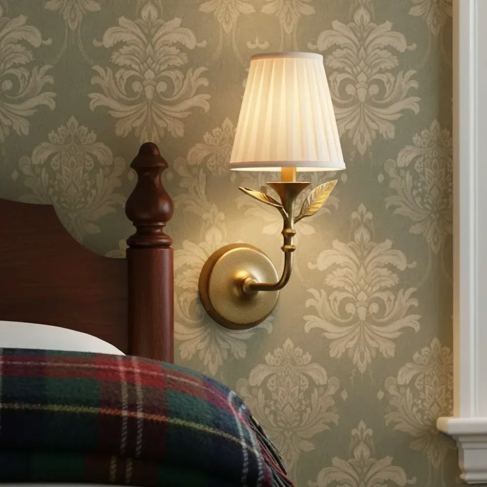 Base de lampe murale Oren rétro en métal avec feuille décorative At Ease Home Life