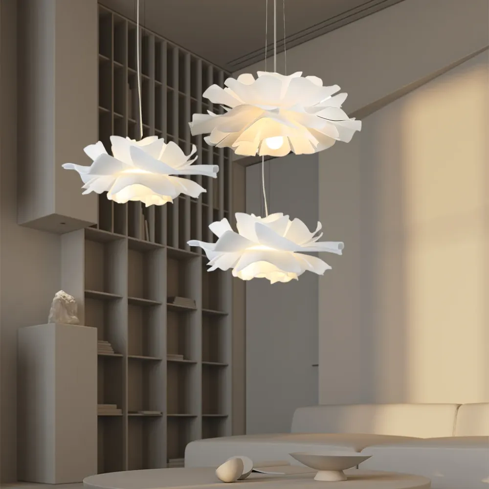 Lampe à suspension fleur de lotus nordique Gupton White At Ease Home Life