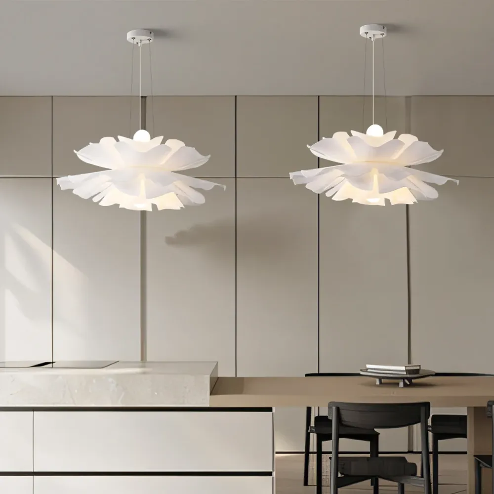 Lampe à suspension fleur de lotus nordique Gupton White At Ease Home Life