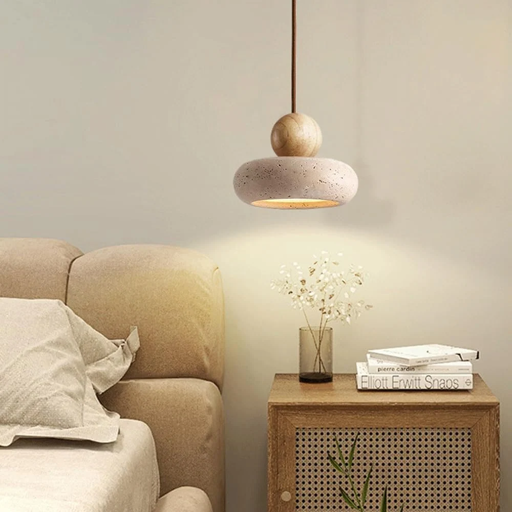 Suspension en travertin en pierre naturelle Alvione Bauhaus Noyer At Ease Home Life