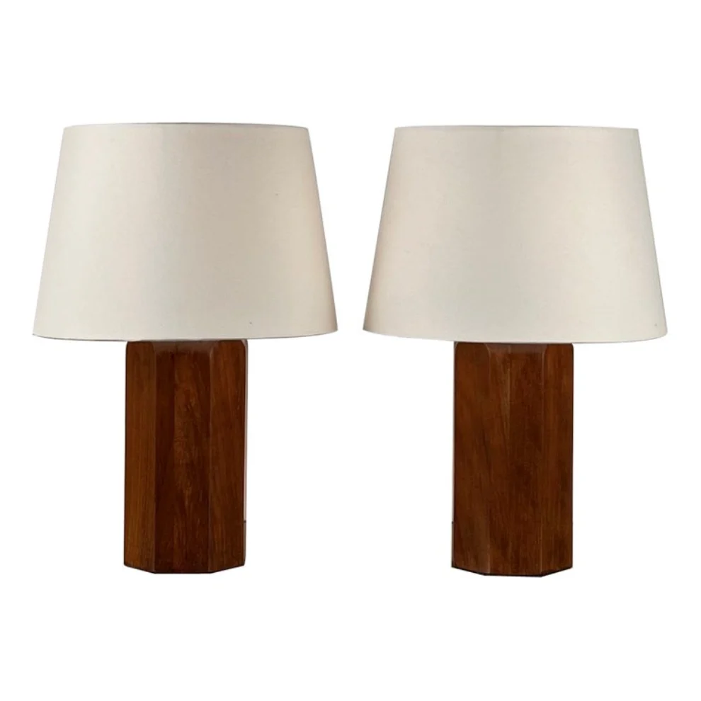 Paire de lampes 'Octogone' en Noyer Atelier Cabanel Store