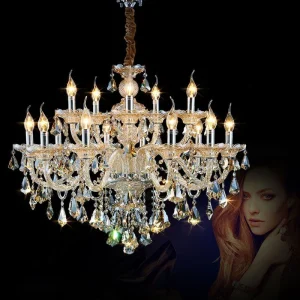 Éclairage de luxe bougie lustres en cristal lumière K9 Cognac lustres en cristal lustre lumière éclairage ATY Home Decor