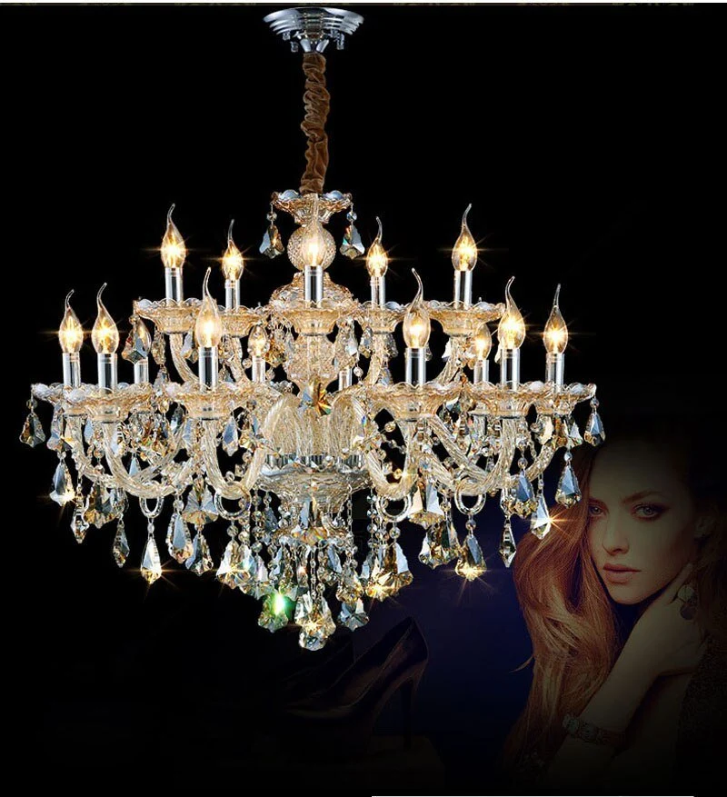 Éclairage de luxe bougie lustres en cristal lumière K9 Cognac lustres en cristal lustre lumière éclairage ATY Home Decor