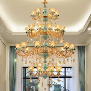 Duplex européen en céramique à trois étages Lustre pour le salon Diameter ATY Home Decor