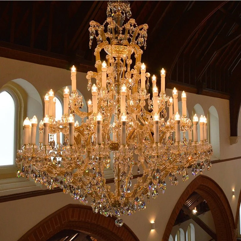 Eclairage Grand Lustre de Luxe Maria Theresa en Cristal Villa décoration Lustre Lumière (Or Corps de lampe Largeur 160cm H...