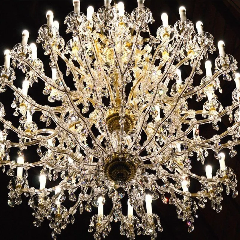 Eclairage Grand Lustre de Luxe Maria Theresa en Cristal Villa décoration Lustre Lumière (Or Corps de lampe Largeur 160cm H...