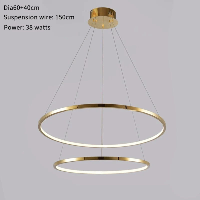 Lustre moderne à anneaux pour escalier Salon de luxe Luminaire en or Longue villa Hall Lobby 100x80x60cm ATY Home Decor