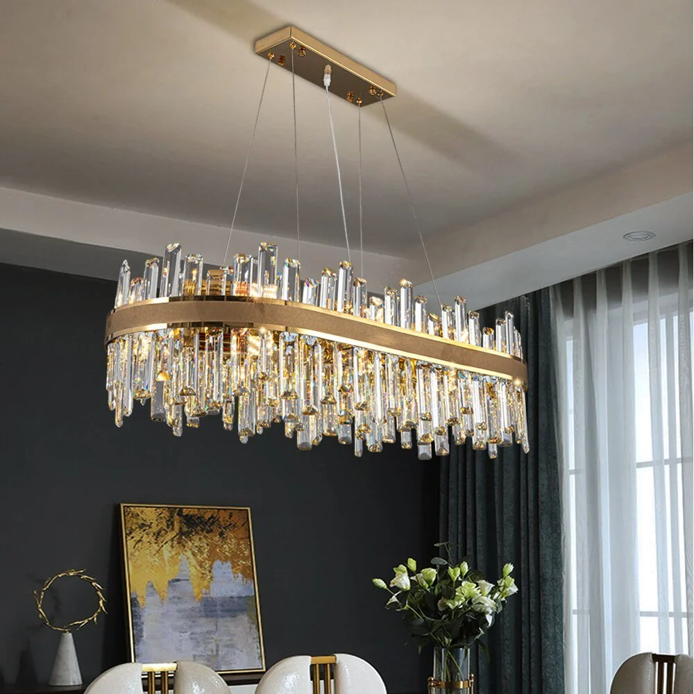 Lustre moderne ovale en cristal pour salle à manger Design créatif Lustre en or L90 ATY Home Decor