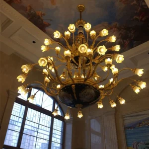 Villa Lustre Hôtel Foyer Grands Lustres Cuivre Suspension Éclairage Art Déco Lampe Suspendue Lustre Éclairage ATY Home Decor