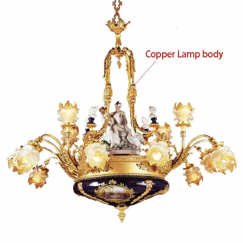 Villa Lustre Hôtel Foyer Grands Lustres Cuivre Suspension Éclairage Art Déco Lampe Suspendue Lustre Éclairage ATY Home Decor