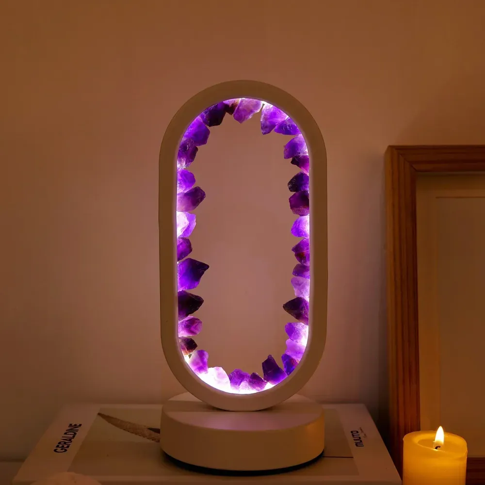 AuraViolette – Éclairage en Cristal Naturel pour Ambiance Relaxante