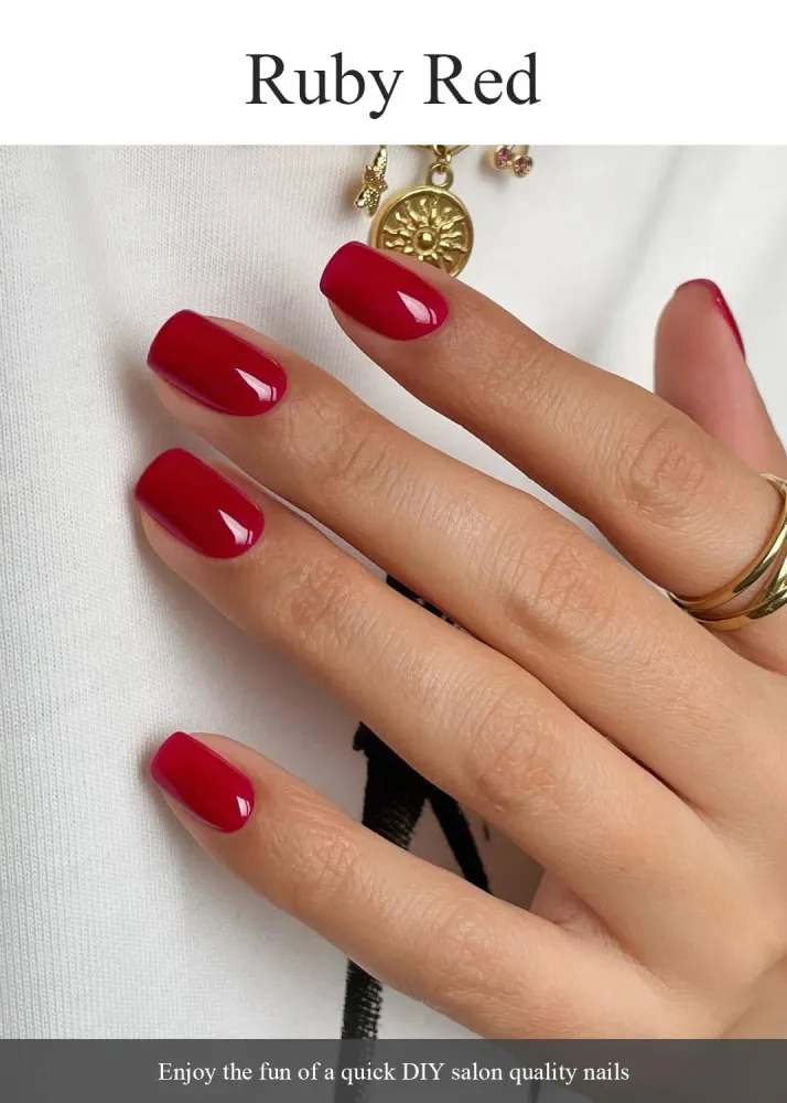 AutyaMee Bandes Gel Semi-Cuites Ruby Red — 20 Pièces, Wraps Gel Nail, Lampe UV Requise, Qualité Salon