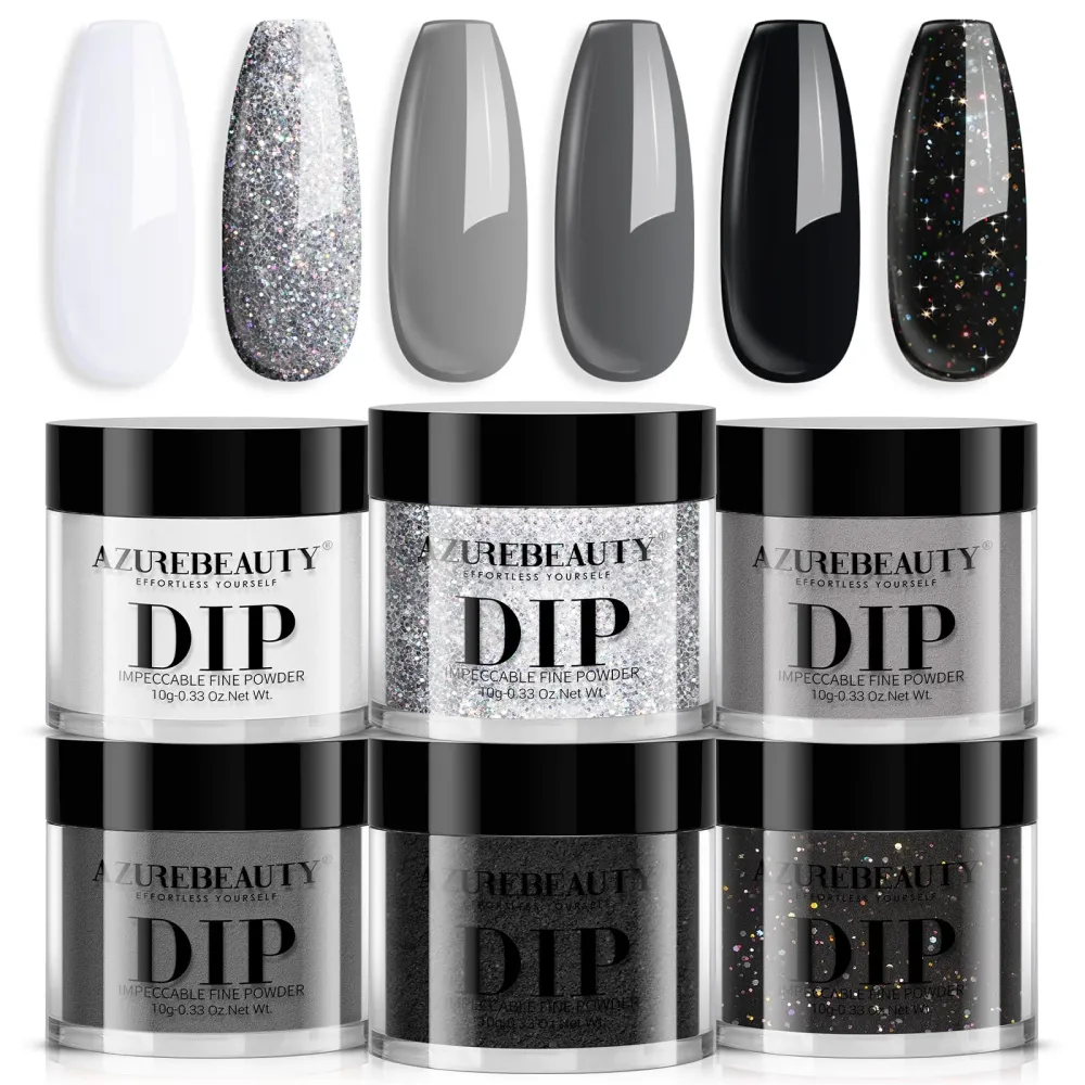 AZUREBEAUTY Dip Powder Nail Basic Set – 6 Couleurs Sans Lampe, Manucure DIY