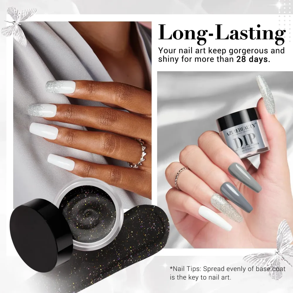 AZUREBEAUTY Dip Powder Nail Basic Set – 6 Couleurs Sans Lampe, Manucure DIY